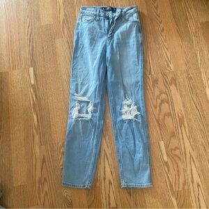 Hollister Light Blue Ripped Straight Leg Jeans